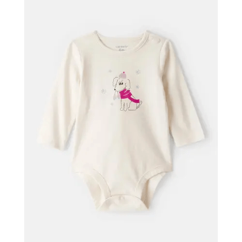 Baby Girl Dog Long-Sleeve Graphic Bodysuit - Cream | Carter's