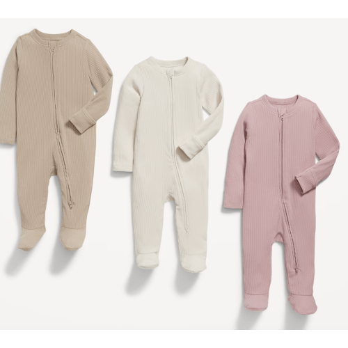 Unisex 2-Way-Zip Sleep & Play Footed One-Piece 3-Pack for Baby