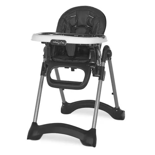 Dream On Me Solid Times High Chair for Babies and Toddlers in Black, Multiple Recline and Height Positions, Lightweight Portable Baby High Chair, 5 point Safety Harness, Easy to Clean Surface
