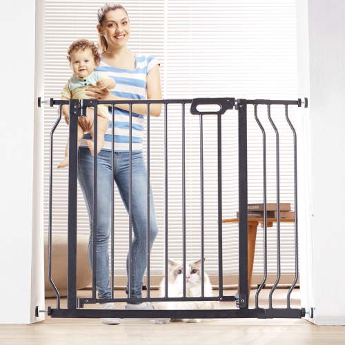 "BENTISM 30"" Extra High Baby Gate for Stairs, Fits 29.5""-39"" Openings, Auto-Close, Easy Walk-Through, Black"