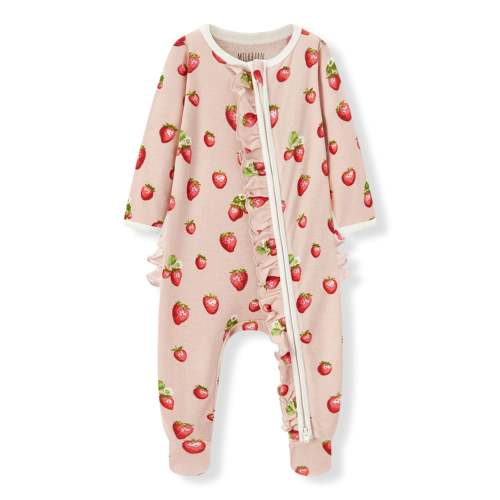 Strawberry Organic Cotton Ruffle Footed Romper