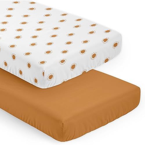 Sweet Jojo Designs Rainbow Vintage Boho Sun Boy Girl Gender Neutral Unisex Baby Fitted Crib Sheet Set Infant Newborn Nursery Toddler Bed Room Standard Mattress 2p Orange Bohemian Sunshine Minimalist