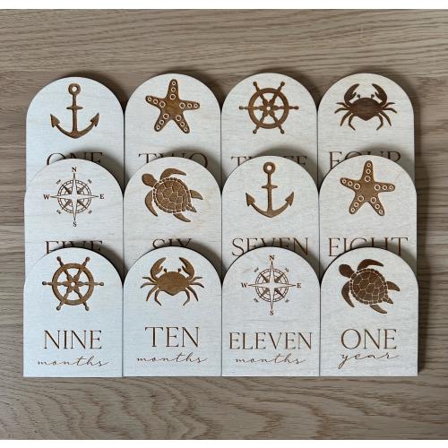 Nautical Baby Monthly Milestones, First year photos, ocean theme, baby shower gift