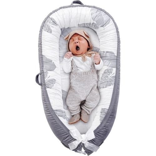 Baby Lounger Cover Portable Newborn Lounger Seat Cover, Reversible Infant Nest, Durable and Machine Washable, Adjustable Lounger for Babies(Leaf)