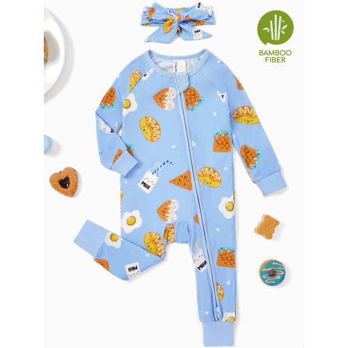 PatPat Baby Clothes Sleep N Play Snug Fit Footless 2-Way Zipper Romper Baby Boy/Girl Gifts with Headbands Blue Sleepwear Newborn 3-6 Months