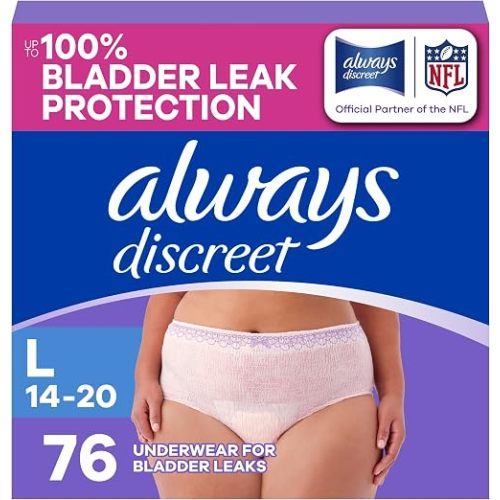 Adult Diapers for Women, Maximum Absorbency Incontinence and Postpartum Underwear Size L, Up to 100% Leak Free Bladder Leak Protection, 76 Count