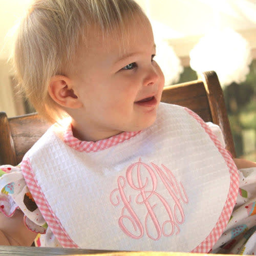 Personalized Girl Pique Baby Bib - Choose Trim – Preppy Monogrammed Gifts