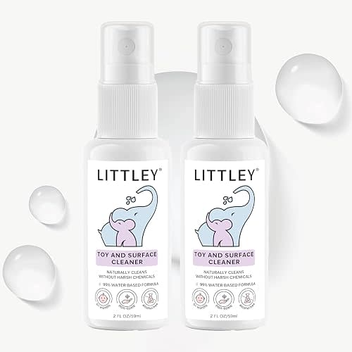 Littley Toy & Surface Cleaner | 2 Pack | Alcohol-Free HOCl Spray for Baby Toys & High-Touch Surfaces | Fragrance-Free Formula | Gentle Cleaning for Everyday Messes | 2 oz