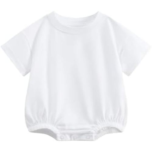 Bafeicao Baby Boy Girl Bubble Romper Organic Cotton Infant Summer Oversized Toddler T-Shirt Bodysuit Short Sleeve