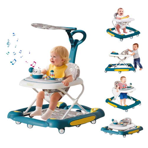 ManyFun Baby Walker, 6-in-1 Multi-functional Foldable Push Walker, 6-24 Months, Green