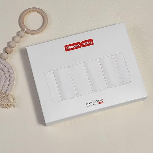 GLLQUEN BABY Receiving Blanket Boy Cotton Muslin Swaddle Blankets Girl Newborn Squares Breathable & Soft Thin Baby Blankets Cloths Double Absorbent Infant Swaddling Wrap - 6 Pack (White)
