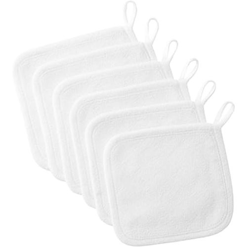 6-Pack Soft Baby Washcloths, 100% Cotton - Kids, Newborn Bath Towels, Infant Shower, Toddler Reusable Face Washer, Gentle on Skin, Baby Face Wash Cloth, 25x25cm (White)