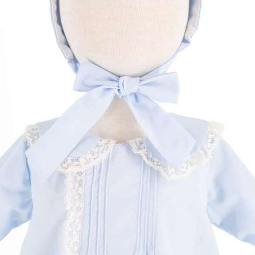 Baby Gown With Bonnet, Light Blue - Dondolo | Maisonette