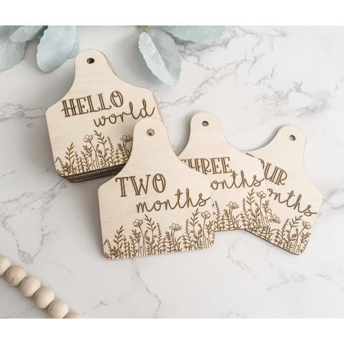 Floral Cow Tag Baby Milestone Set