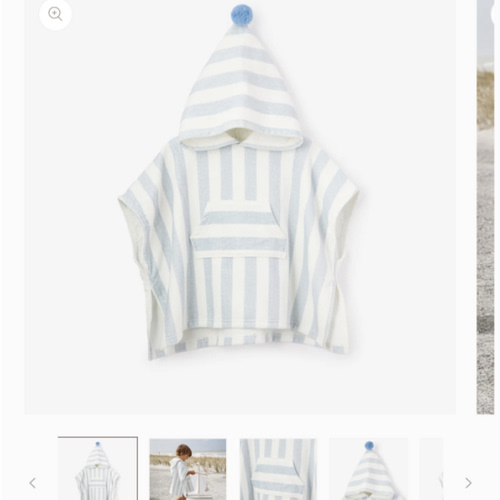 Blue Stripe Hooded Terry Poncho – Elegant Baby