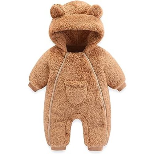 AiWMGL Newborn Baby Bear Onesie Outfit Suit Girls Boys Fleece Jumpsuit Romper Hooded Coat Winter Clothes Outwear Snowsuit