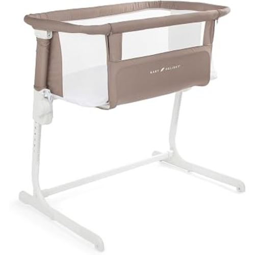 Baby Delight Beside Me™ Dreamer Bassinet, Organic Mocha | 6-Position Height Adjustment, Mesh Wall for Air Flow & Visibility, Zip Down Beside Panel, 100% GOTS Certified Organic Cotton : Baby