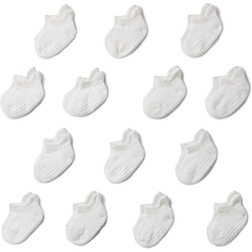 Amazon Essentials Unisex Babies' Non Slip Grip Low Cut Socks, 14 Pairs