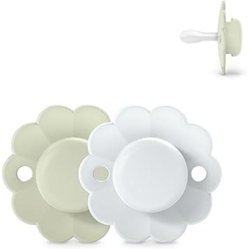 Suavinex Wonder Baby Pacifier, SX Pro Silicone Nipple, Reversible, Non Irritating Shield Design, 2 Pk Pacifiers 0-6 Months, Made in Europe, Aqua/Blue