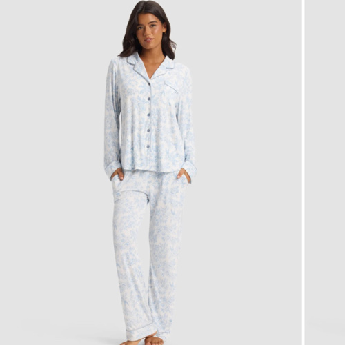 Women's Bamboo Stretch-Knit Long Sleeve Pajama Set
