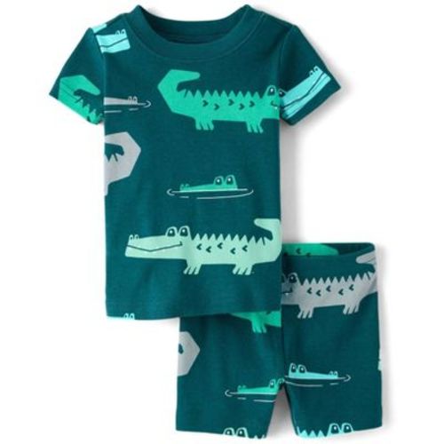 The Children's Place Toddler Boys Short Sleeve Crocodile Snug Fit Cotton Pajamas Green 3T