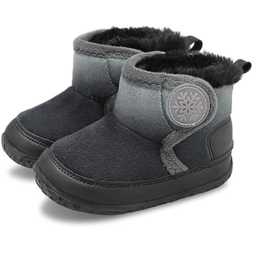 L-RUN Baby Boots for Infant Toddler Boys Girls Ankle Warm Suede Plush Lining House Slippers Little Kids Winter Shoes for Indoor Outdoor Walking