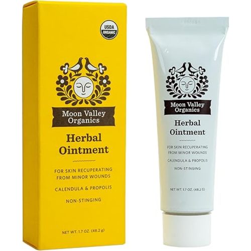 Moon Valley Organics Herbal Ointment with Calendula, Goldenseal and Propolis, Moisturize and Soothe Cuts and Burns, Healing Balm, 1.7 Ounces