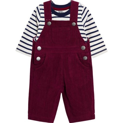 Stripe Long Sleeve Cotton T-Shirt & Corduroy Overalls Set, 12-18M