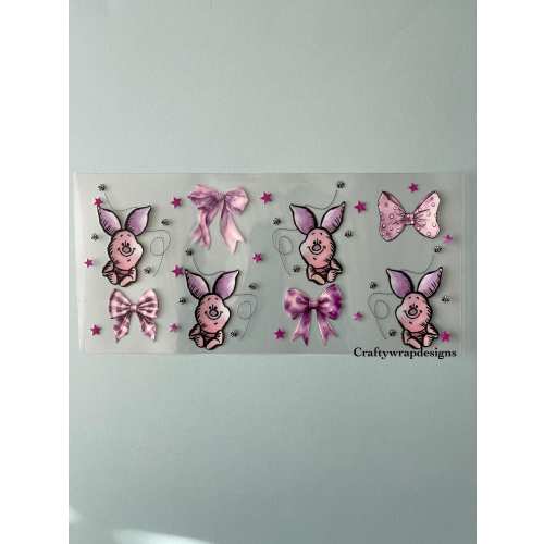 UV DTF Piglet Cup Wrap: Winnie the Pooh Characters, uvdtf stickers for cups, permanent stickers