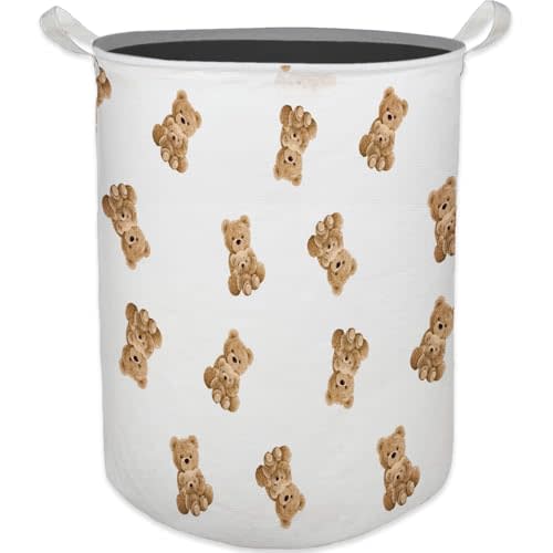 HKTZM Cute Bear Kids Laundry Basket, Toybox for Boys Girls Room, Cute Laundry Basket Hamper Waterproof Collapsible Clothes Toys Storage Bin Organizer for Bedroom Bathroom Kids Room Dorm