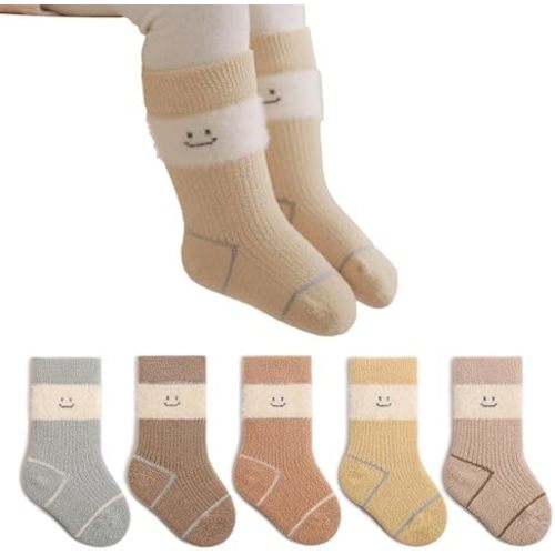 Baby Newborn Warm Thick Socks Toddler Winter Cozy Thermal Crew Cartoon Socks for Girls Boys Infant 5 Pairs