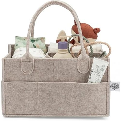 Parker Baby Diaper Caddy - Nursery Storage Bin and Car Organizer for Diapers and Baby Wipes - Oatmeal, Regular