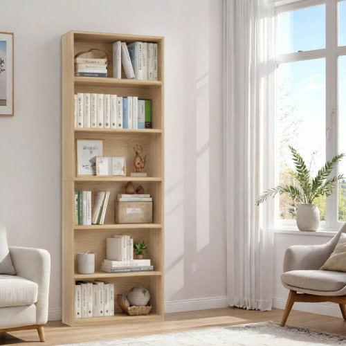 Wade Logan® Langner 70.8" H x 23.6" W Standard Bookcase, 6-Tier Open Bookcase and Bookshelf, Freestanding Display Storage Shelves Tall Bookcase for Bedroom, Living Room and Office & Reviews | Wayfair