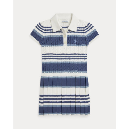 Striped Mini-Cable Cotton Sweater Dress