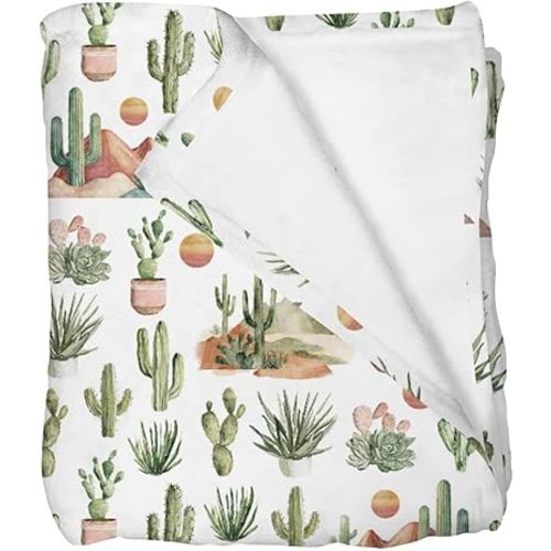 Boho Western Cactus Desert Baby Blankets for Girl Boy Infants Toddler Crib Stroller Nursery Watercolor Southwest Mountain Sunset Swaddle Receiving Blanket Wild West Bed Blanket 30x40inch