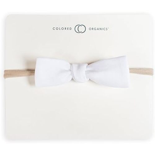 Colored Organics Baby Organic Cotton Dainty Bow Headband - Infant Girls - White