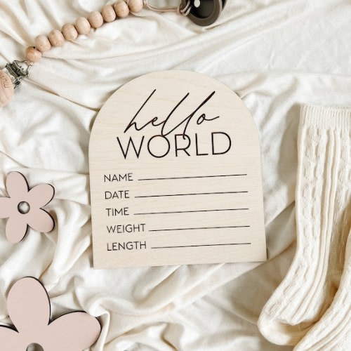 Hello World Baby Announcement Sign Newborn Birth Stat Sign - Etsy