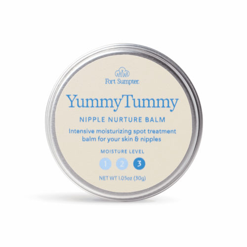 Yummy Tummy by Fort Sumpter Nurture Nipple Balm, Multi-Use Treatment for Nipples, Dry Spots & Lips, 100% Natural Balm with Lanolin, Beeswax & Vitamin E, Baby-Safe & Breastfeeding Friendly, 1.05 fl oz