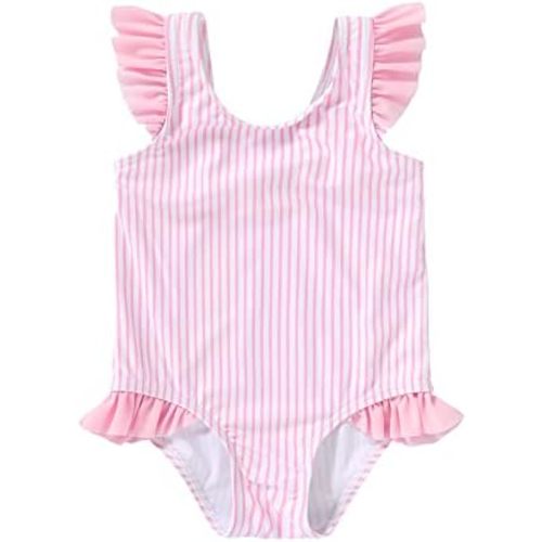 Tiny Cutey Toddler Girl Swimsuit Ruffled Stripe Sleeveless Swimwear One-Piece Baby Girl Bathing Suits