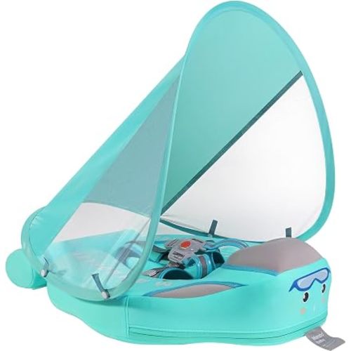 Mambobaby Float with Canopy Size Improved Non Inflatable Infant Baby Pool Float Smart Mambo Float Swim Trainer Baby Swim Float Mambo Baby Float Solid Air Free Water Waist Swimming Ring