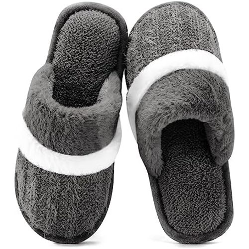 Cozy Slippers for Women Indoor and Outdoor Fuzzy House Shoes with Memory Foam Anti-Skid Sole Gifts for Women Mom Ladies