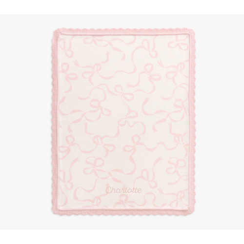 Bow Organic Knit Baby Blanket
