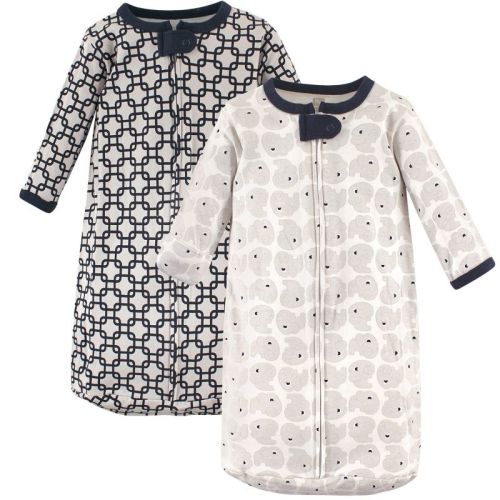 Hudson Baby Infant Boys Cotton Long-Sleeve Wearable Sleeping Bag, Sack, Blanket, Elephant, 0-3 Months