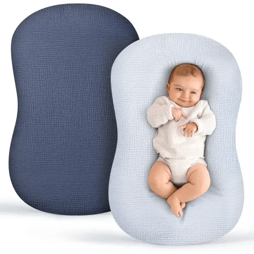 Termichy Baby Lounger Covers for Newborns: Muslin Lounger Pillow Covers Fit for Snuggle Me for Cozy Naps at Home or On The Go – Must Have Baby Nest Lounger Sheets for Toddler Girl Boy 0-12 Months