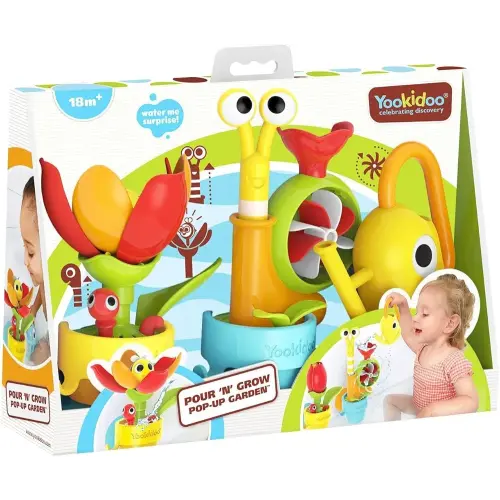 40218 YOOKIDOO Ephemeral Garden Baby Bath Toy with Garden Theme - Bath and Shower Game - Watering Can, Snail, Flowers - Baby Gift from 18 Months