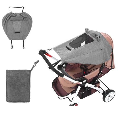 Universal Stroller Sun Shade UV Protection Baby Stroller Sun Cover Waterproof Stroller Cover with Viewing Window for Outdoor(Only Sun Cover)