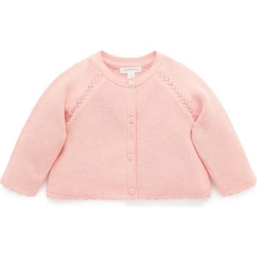 Scalloped Knit Cardigan Guava Melange - Purebaby | Maisonette