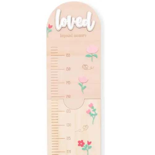 Wild Flower Wooden Growth Charts for Wall - Girls Growth Chart with Acrylic Floral, Wood Baby Growth Ruler, Nursery Wall Decor, Girls Room Decor