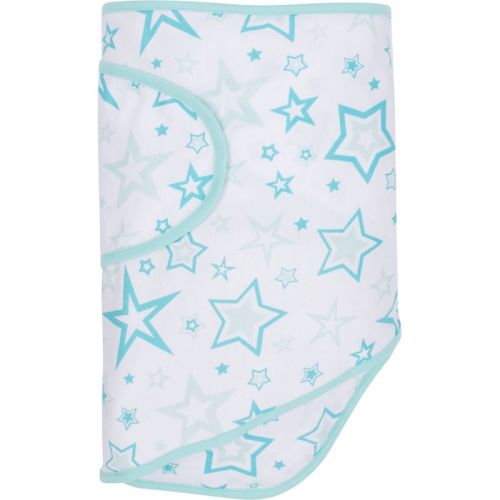 Miracle Blanket Swaddle Wrap - Stars Aqua: 100% Cotton, Lightweight Jersey Fabric, Newborn Sleep Solution 0-3 Months