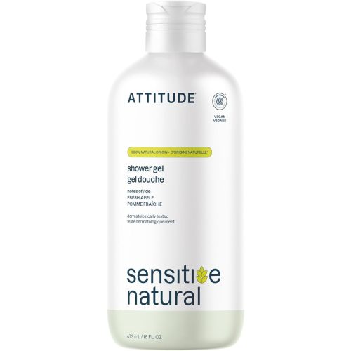 ATTITUDE Body Wash for Sensitive Skin with Oat, EWG Verified, Dermatologically Tested, Vegan, Fresh Apple Scent, 16 Fl Oz